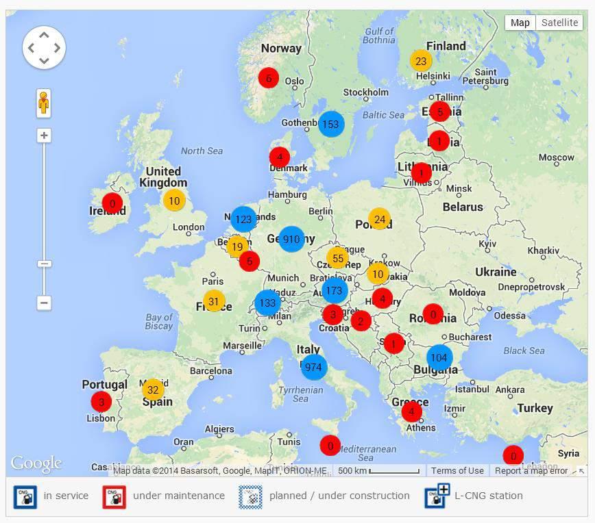 European CNG & LNG Map