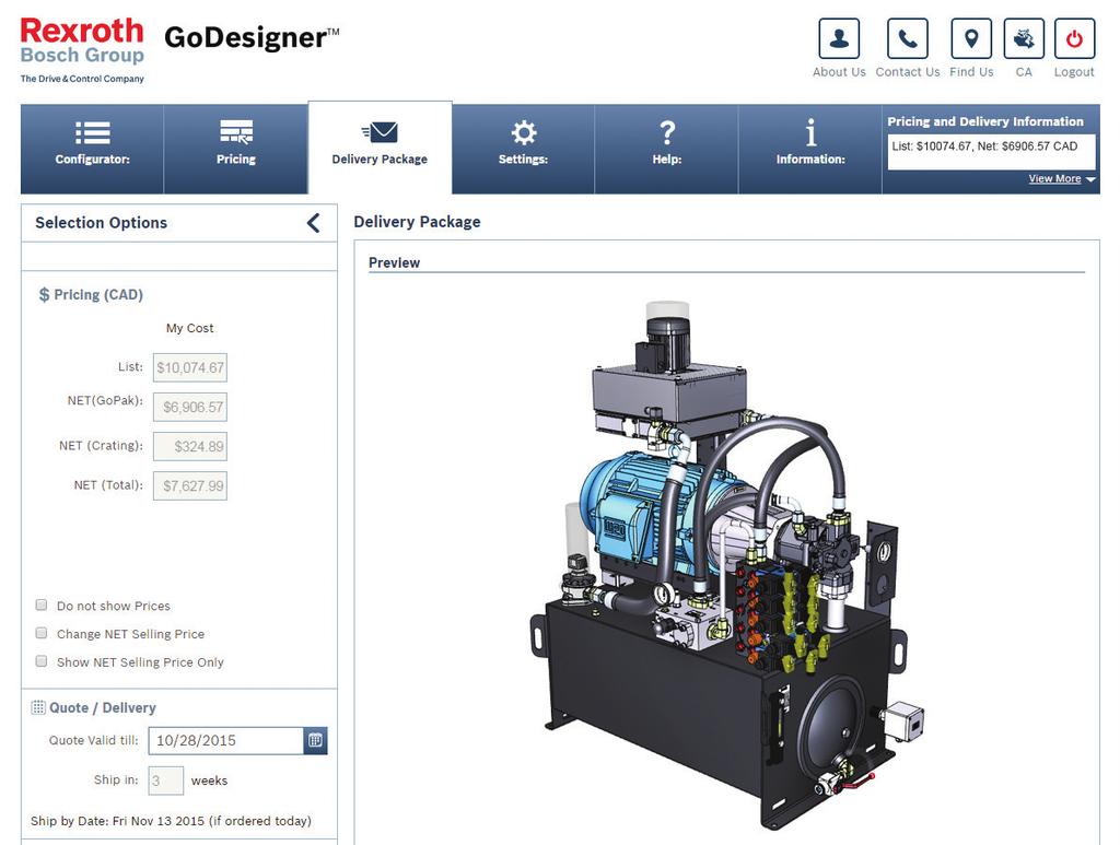 4 GoDesigner Design Configurator Millions of designs to one right solution The right way to create your next hydraulic power unit is with the GoDesigner configurator.