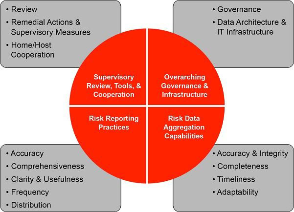 Time for Something New The 14 Principles can be segmented into four focus areas governance and architecture, risk data aggregation, risk reporting, and supervisory review (see Figure 1).