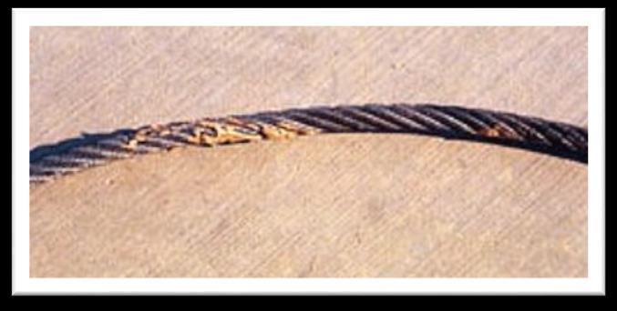 6. Check that ropes are replaced when any of the following conditions exist: a. any physical damage which impairs the function and strength of the rope b.