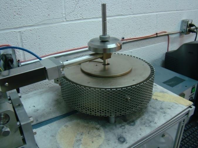 Figure 3-11: Pin-on-Disc Tribometer System equipped with a heating furnace. 3.4.