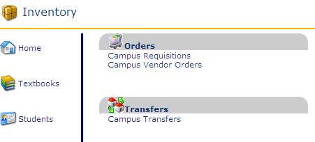 On the Inventory page, under the Orders header, select Campus Requisitions.