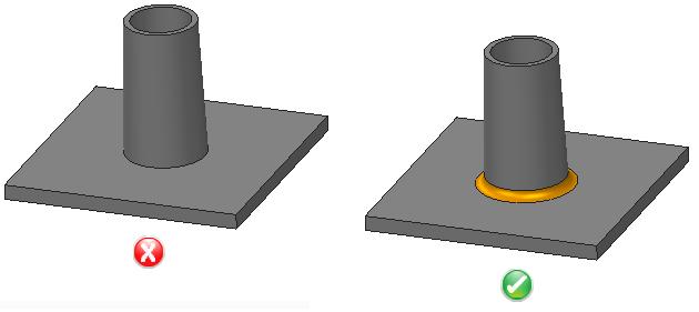 Minimum Radius at Base of Boss Bosses find use in many part designs as points for attachment and assembly.