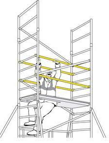 Fit a fourth diagonal brace 9 between the lower rung of the 2 rung guardrail frame and the 8 rung extension frame.