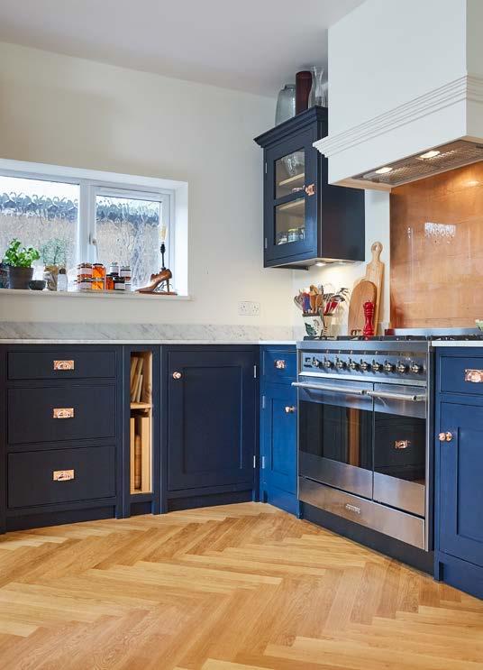 Rushmere Combining traditional Shaker Style cabinetry with on-trend warm copper accents and textured wood, the Rushmere kitchen project updates classic influences with a design that perfectly