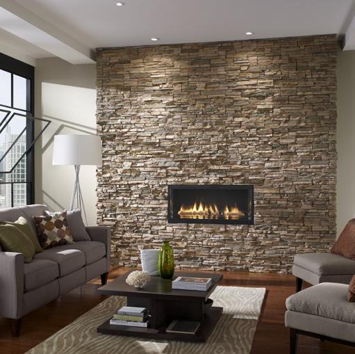 This new fireplace is an attainable installation because of existing ventilation, electrical and gas connections.