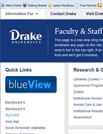 edu) and click on Information For and select Faculty & Staff link.