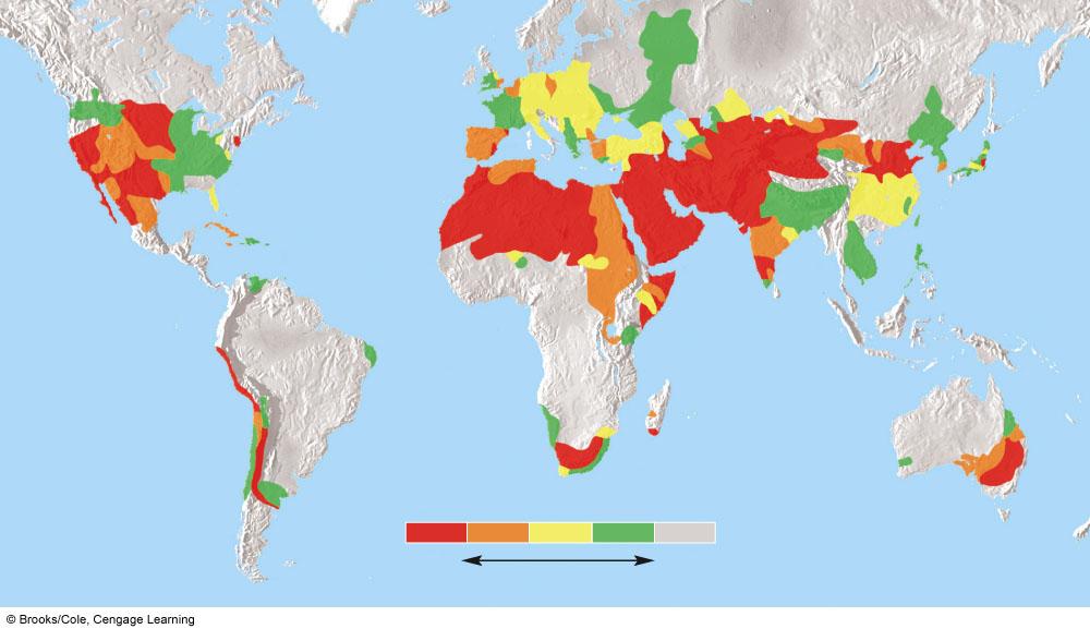 Estimated Stress on World s Major River Basins Based on comparison of the amount of water available