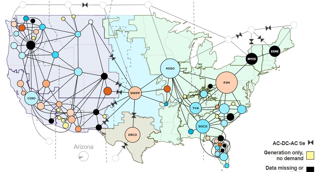 North American Balancing Authorities The actual operation of the interconnections is handled by over 100 Balancing Authorities (BA s).