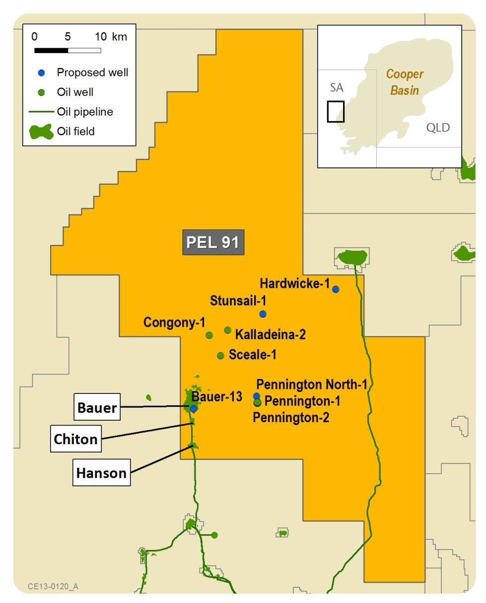 PEL 91 Beach 40% and operator, Drillsearch 60% Current gross production ~12,000 bopd, with further wells to be tied-in Successful appraisal wells have increased recovery: Bauer-12 Chiton-3 Three new