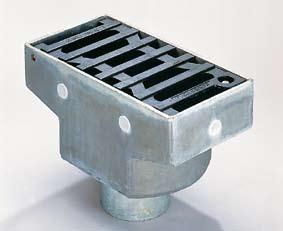 Drains for steel bridges, 260 x Class D 400 pursuant to DIN EN 124/DIN 1229 These bridge drains have a cast iron grating and a hot-dip galvanised-steel drain housing.