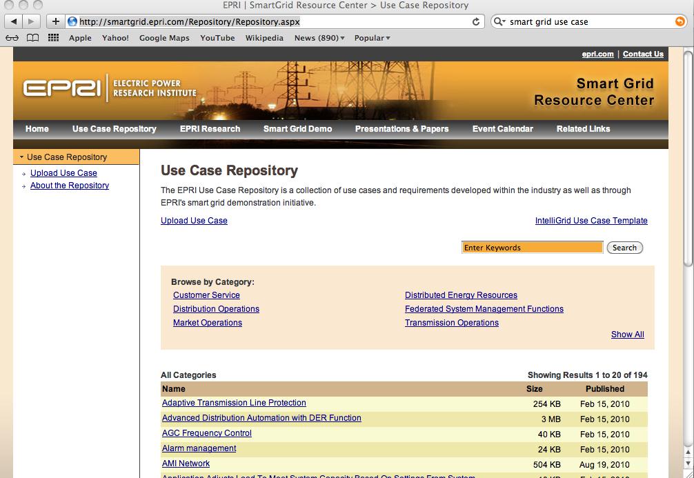 existing Use Cases The EPRI Use Case Repository - A huge collection of Use Cases exist online - Developed initially in