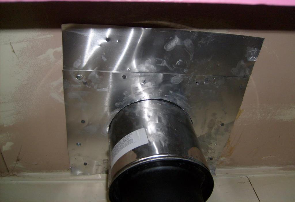 Flue penetrations sealed with sheet