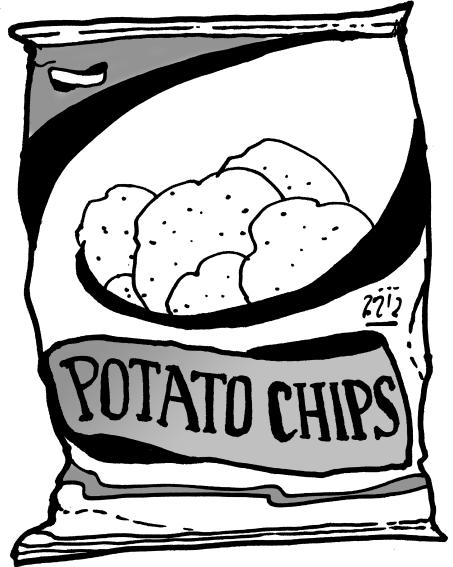8.Empty the chips from the bags and either: weigh the bags and subtract the weight of the bags from the total weight to obtain the weight of the chips OR weigh all the chips.