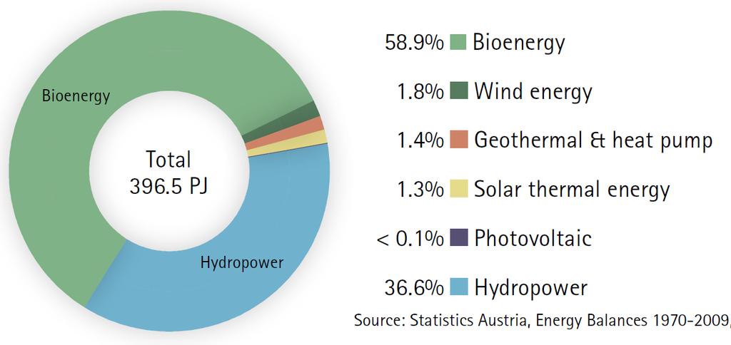 Austria: Gross Domestic Consumption of Renewable Energy Sources 2009 Source: