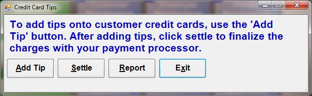Select Administrative then, Credit Card Settlement. 4. Select Settle.