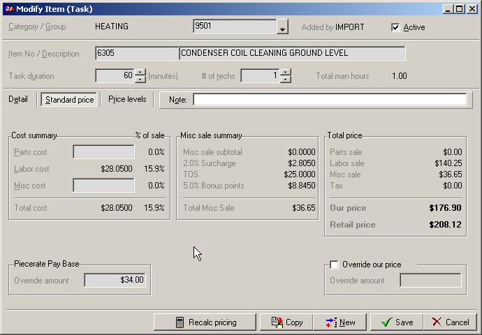 Pay Base You can enter a pay base for each task in the pricebook. When you record a customer invoice using the tasks you will select the pay base. You will run reports to total the pay bases later.