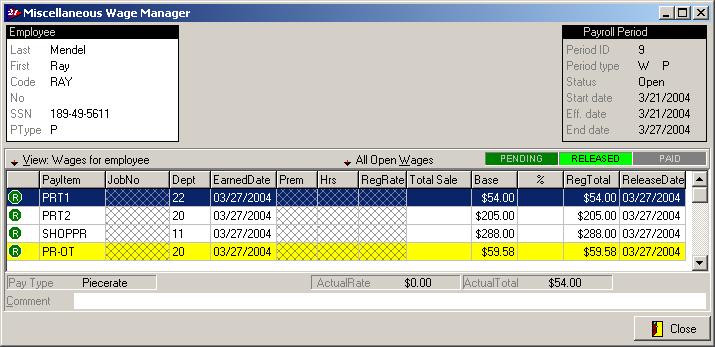 After entering the overtime earnings verify the employee. Commissions In day-to-day processing, commissions are recorded in the miscellaneous wage manager.