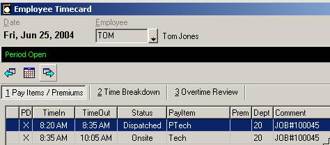 Call Progress can be recorded from the CALL CENTER, JOB FORM or the JOB MANAGER. Entering times in the CALL PROGRESS window will create a job related timecard entry for the employee.