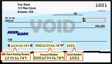 Bank Routing Number (Examples): Provide
