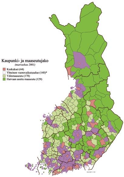 ural Areas RURAL AREAS IN RURAL POLICY The research and discussion have resulted in the following typology of municipalities to be applied in the Finnish rural study and policy.