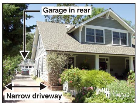 This can be accomplished through placement of the garage at the rear of