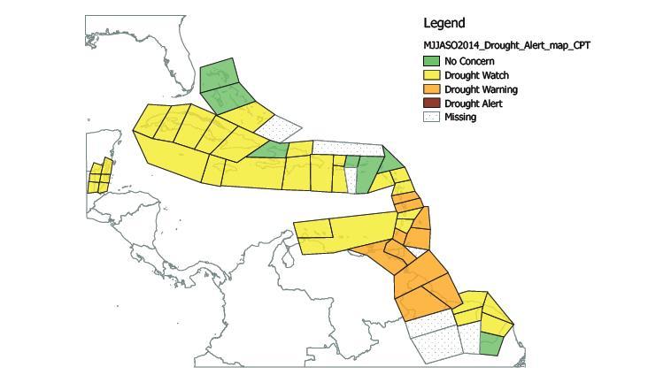 SPI outlook AMJJAS (YEAR) 2. any area with imminent drought risk? Previous month s update: drought imminent over Martinique, St.