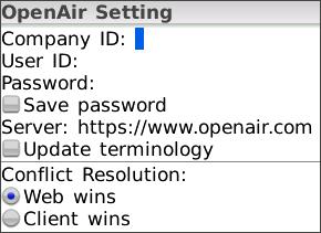 Using OpenAir for BlackBerry 7 Using OpenAir for BlackBerry Use OpenAir for BlackBerry to keep timesheets and expenses information current when you are away from the office.