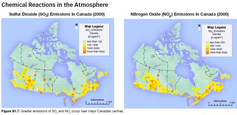 Sulphur oxides (SOX) and nitrogen oxides (NOX) in the atmosphere cause acid rain Issues with