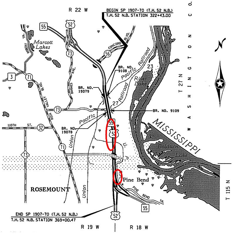 Figure 20. Bumps Observation Sites on US 52.