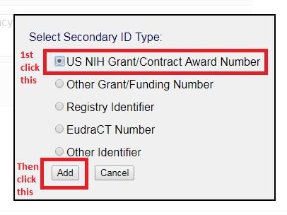 Select US NIH Grant/Contract