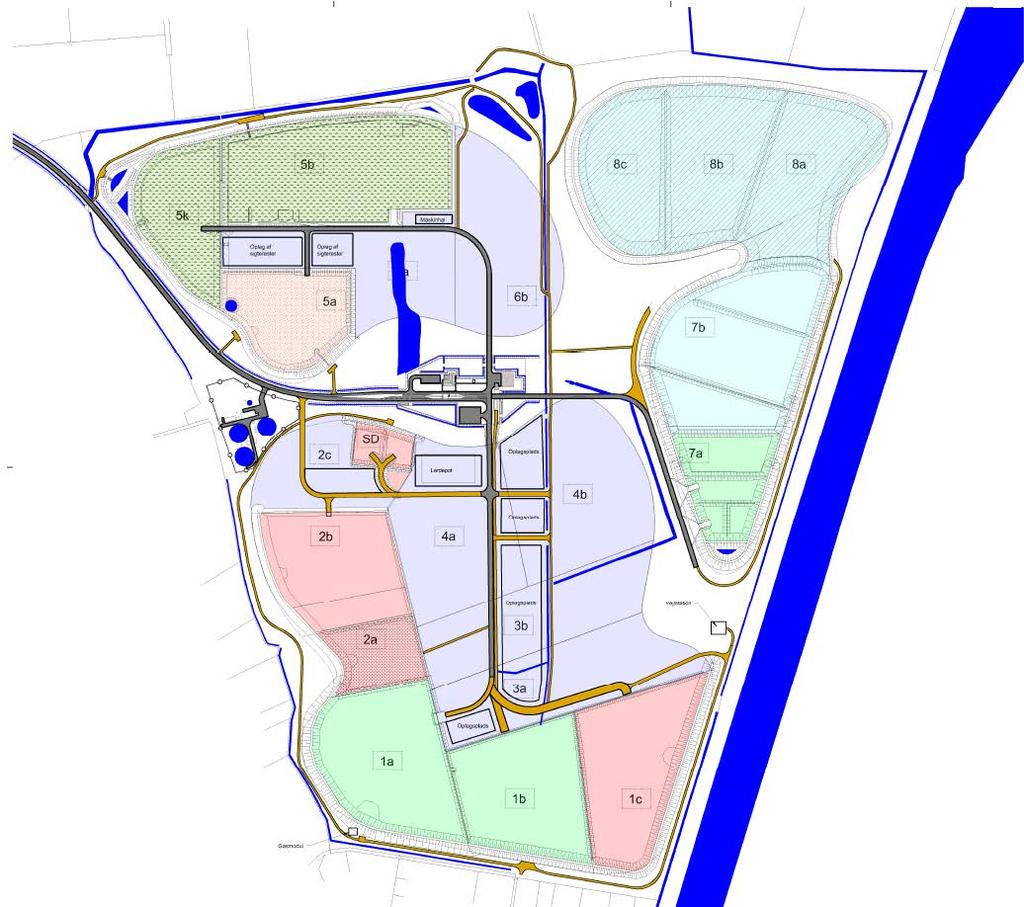 Figure 1. Map of Odense Nord landfill showing the outline of the different waste cells.