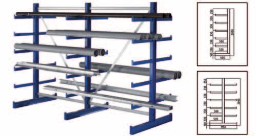 META ATLAS ST Cantilever Rack Welded Cantilever Racks Cantilever arms with same arm-length The flexible solution for the horizontal storage of long and heavy items Produced from welded steel section.