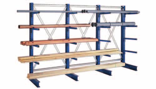 META MULTISTRONG L Cantilever Rack Complete bays "Light" Cantilever Racks & Steel construction Standard bay - Light duty For vertical and horizontal storage of long items Storage of sheet materials