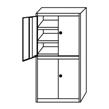 META QUICK Boltless shelving Cupboard/cabinet Models RAL 7035 light grey half height door 1 m number of shelves: 6 Height 2000 1000 500 Cupboard/cabinet Models