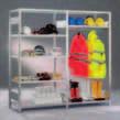 META QUICK Boltless shelving Racks for working clothes Complete bay With hanging rail and 8 shelves S 100 consisting of: 3 frames (clinched),