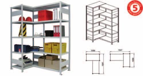 META QUICK Boltless shelving Order proposal META Shelving systems Fully clinched frame Boltless Shelving system easy to install Bracings for the starter bay by shelf beams Shelf load 100 kg Bay load