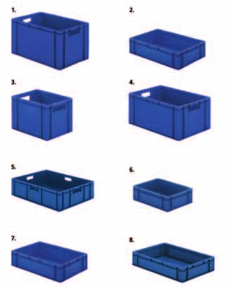 Stackable transport containers META Shelving systems Transport and Stacking Euro containers in polypropylene For Feeder racks with roller tracks. Food grade quality material.