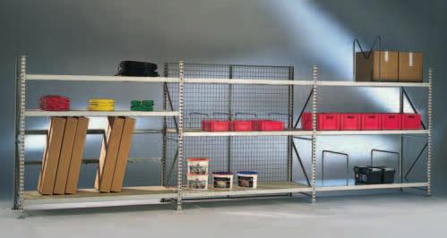 META MINI-RACK Long Span shelving Complete bays - finish META Wide Span shelving The alternative to Pallet Racking for big and heavy items Frame and bracing Chipboard deck -nature or metal inset