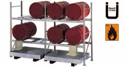 META MINI-RACK Drum Racking META Wide Span shelving Knock-down frames and two pairs of beams The levels can be adjusted in height at 50 centres. On request also pivotable drum holders available.