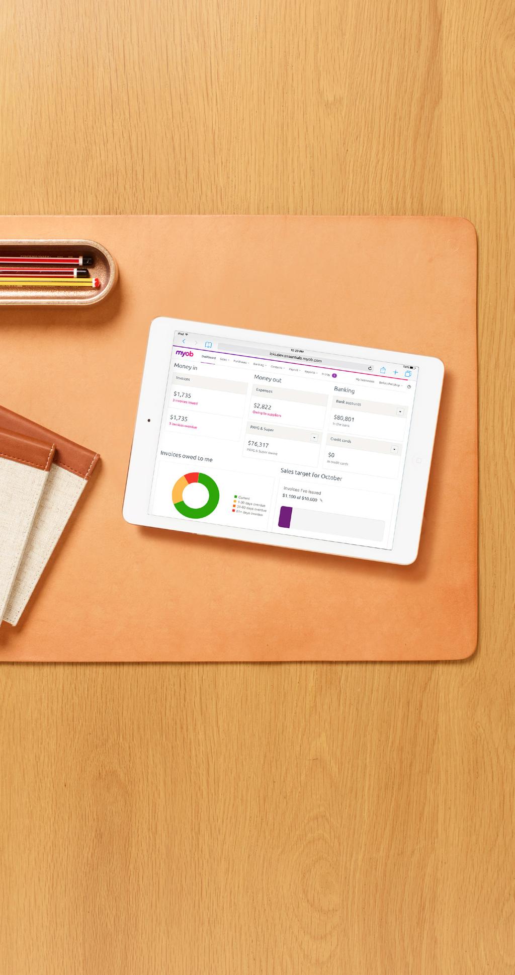 14 Quick and easy to set up, MYOB Essentials has all the features you need to take care of your day-to-day bookwork, including: MYOB BankFeeds Link your bank account and save around 10 hours.