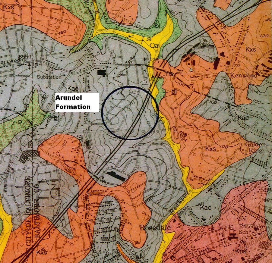 Site Geology: Potomac Group Coastal Plain Deposits Arundel Formation Lower Cretaceous age Highly