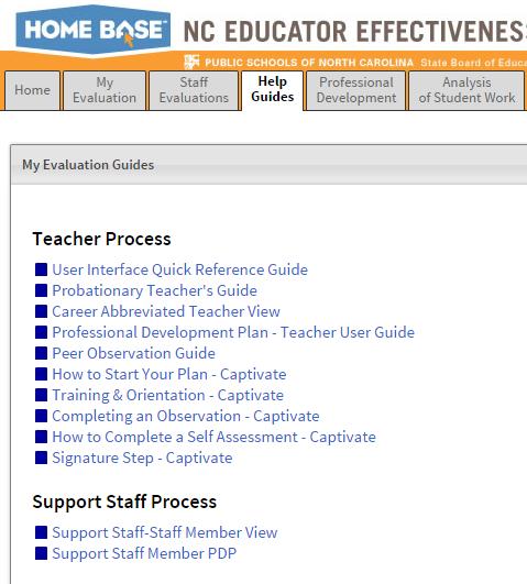 Help Guides My Evaluation Guides Staff Evaluation Guides Trainer Guides
