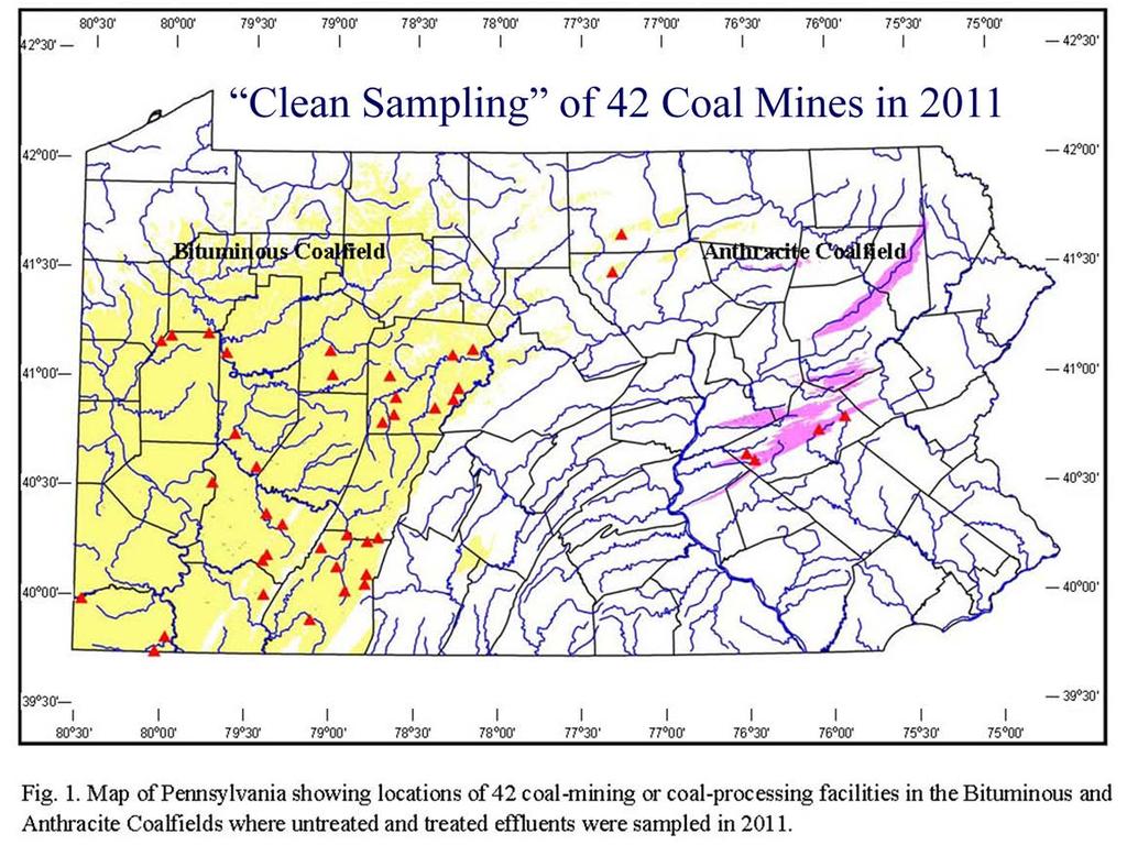 COAL MAP: Clean sampling and analysis procedures were used to quantify more than 70 inorganic chemical constituents, including 36 priority pollutants, organic carbon and phenols, and other