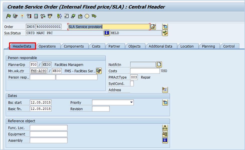 : SLA Work Order Job Aid 6. Click the Operations tab to add details for the services requested per the Service Order 7.