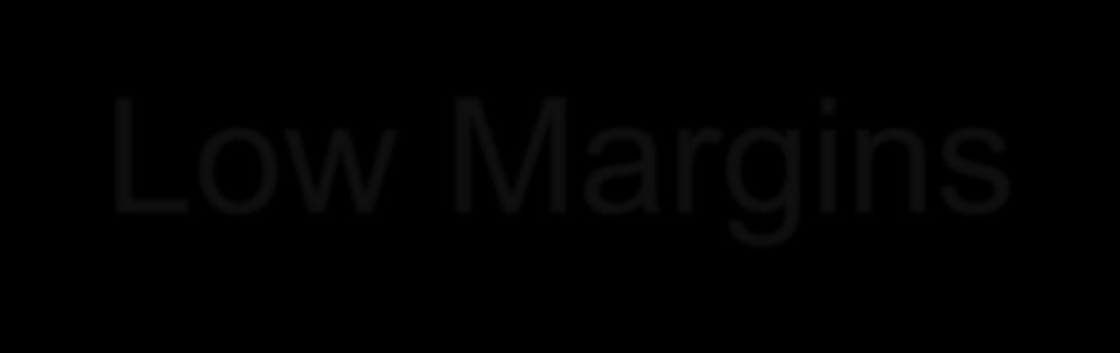 Margins Monitor Line Items for low margins Typically