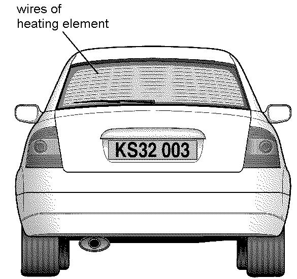 15. The back window of this car contains a heating element. The heating element is part of an electrical circuit connected to the battery of the car.