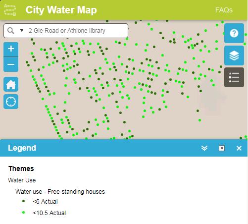 CITY WATER MAP The water map indicates water use for freestanding households only (no complexes, flats etc.