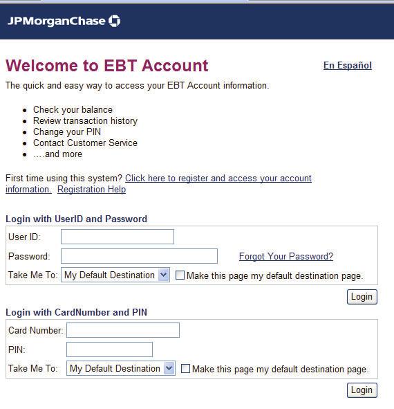 CARDHOLDER ACCOUNT WEBSITE You can now get information about your account(s) on the Internet by going to www.ebtaccount.jpmorgan.com.