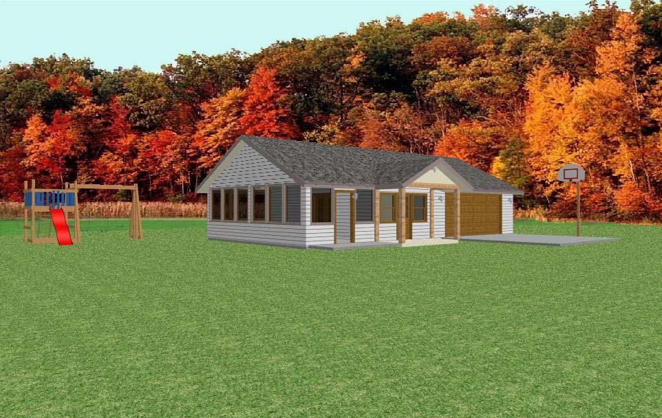 26' x 48' Screen Porch Garage Plans Trussed Roof, 2x Construction,